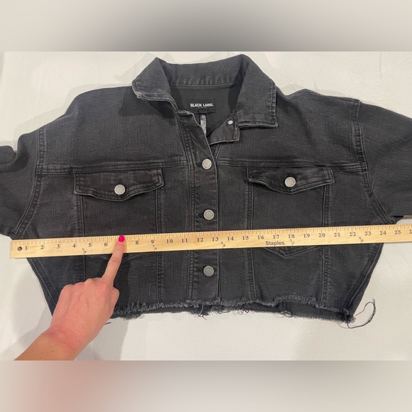 Black Label Black Denim Cropped Jacket - Size Medium - Picture 5 of 10